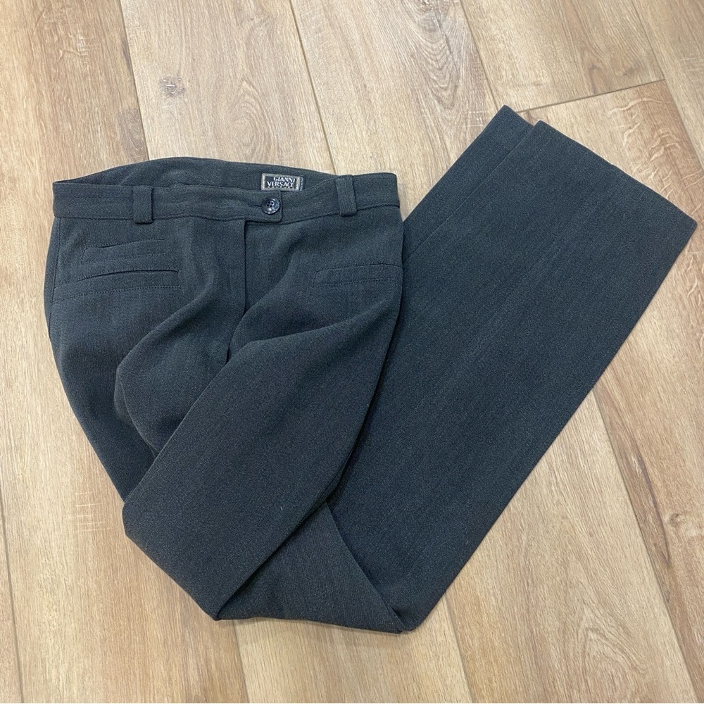 VINTAGE! 🌟VERSACE🌟 COUTURE WOOL DRESS TROUSER PANT GREY SZ 44 IT OR 8 US